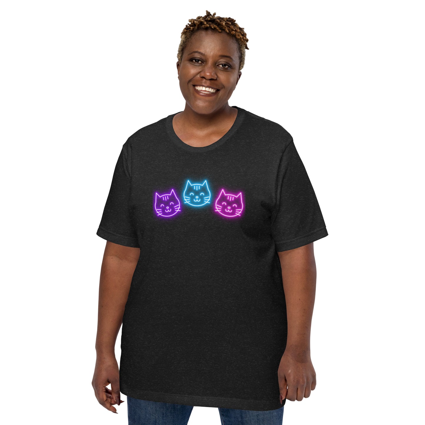 Neon Cat Smiles - Lightweight T-Shirt