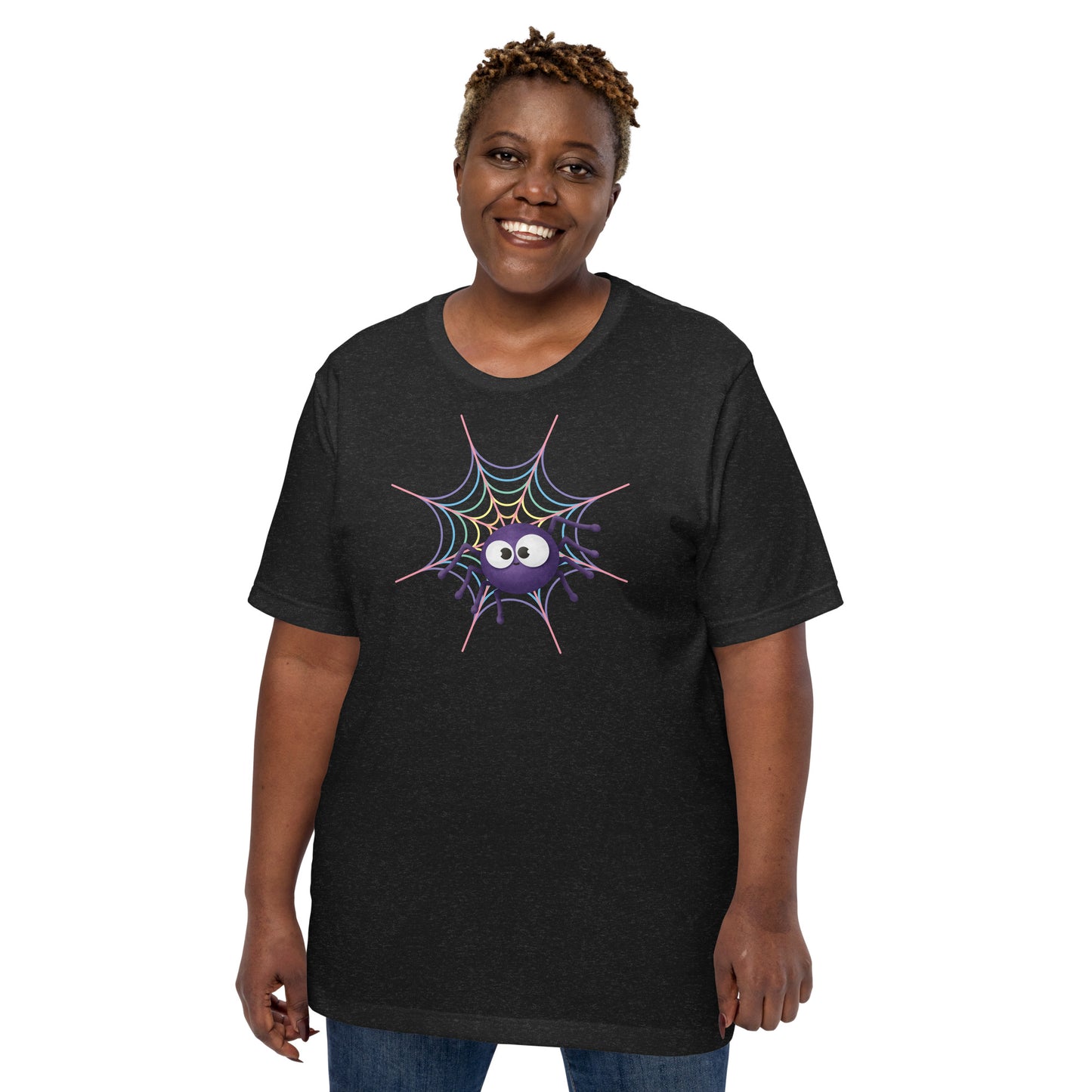 Pastel Rainbow Web (Dark) - Lightweight T-Shirt