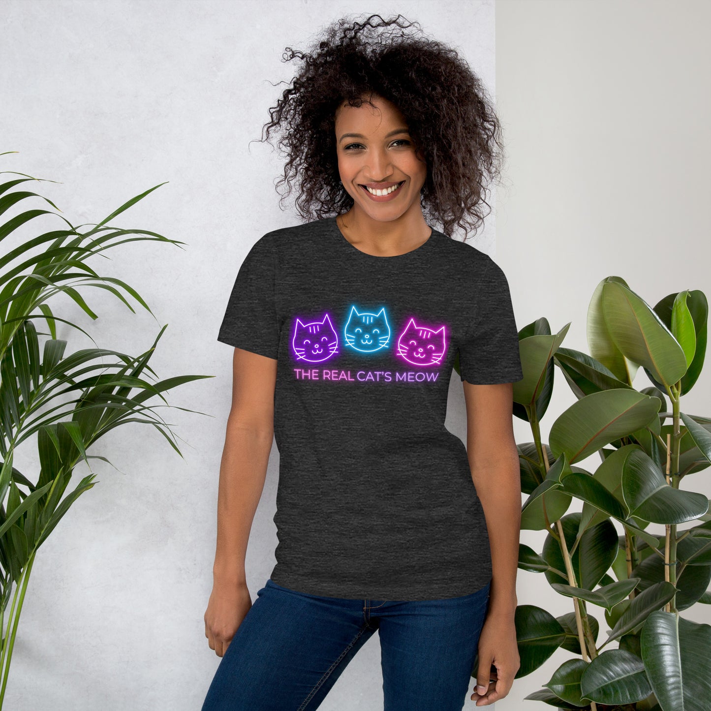 Neon Cat (Front & Back) - Lightweight T-Shirt