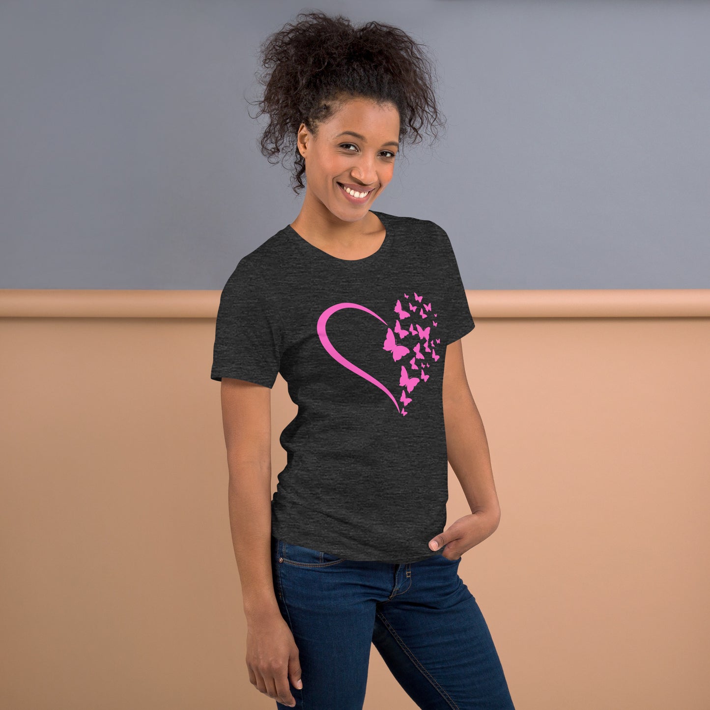 Pink Butterfly Heart - Lightweight T-Shirt