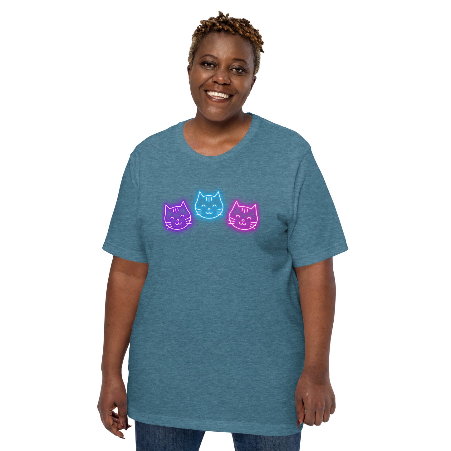 Neon Cat Smiles - Lightweight T-Shirt