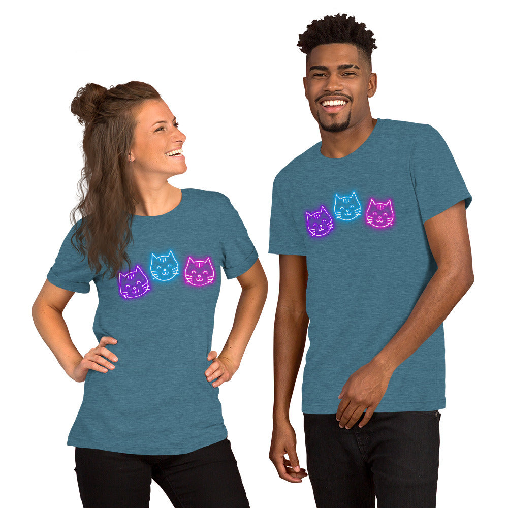 Neon Cat Smiles - Lightweight T-Shirt
