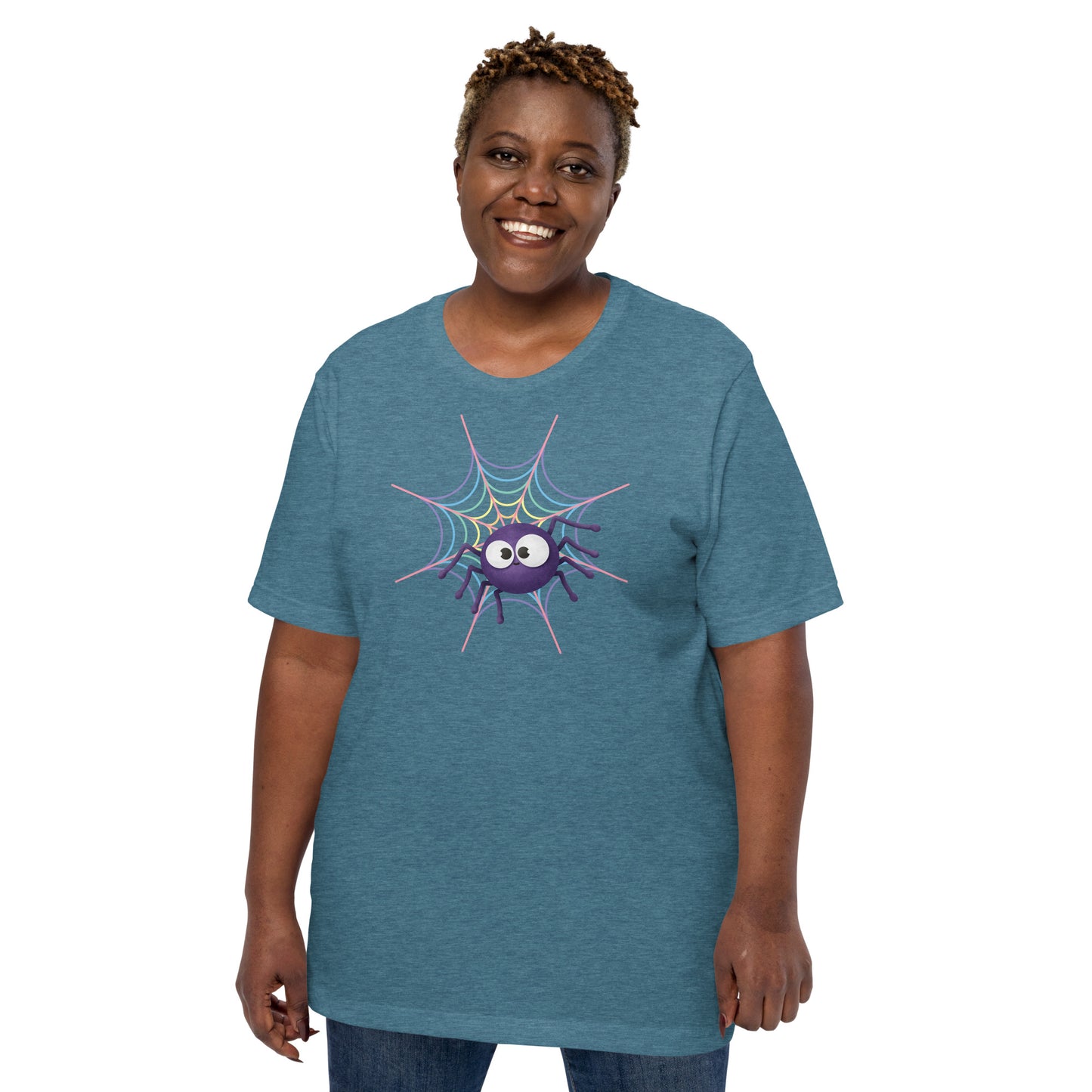 Pastel Rainbow Web (Dark) - Lightweight T-Shirt