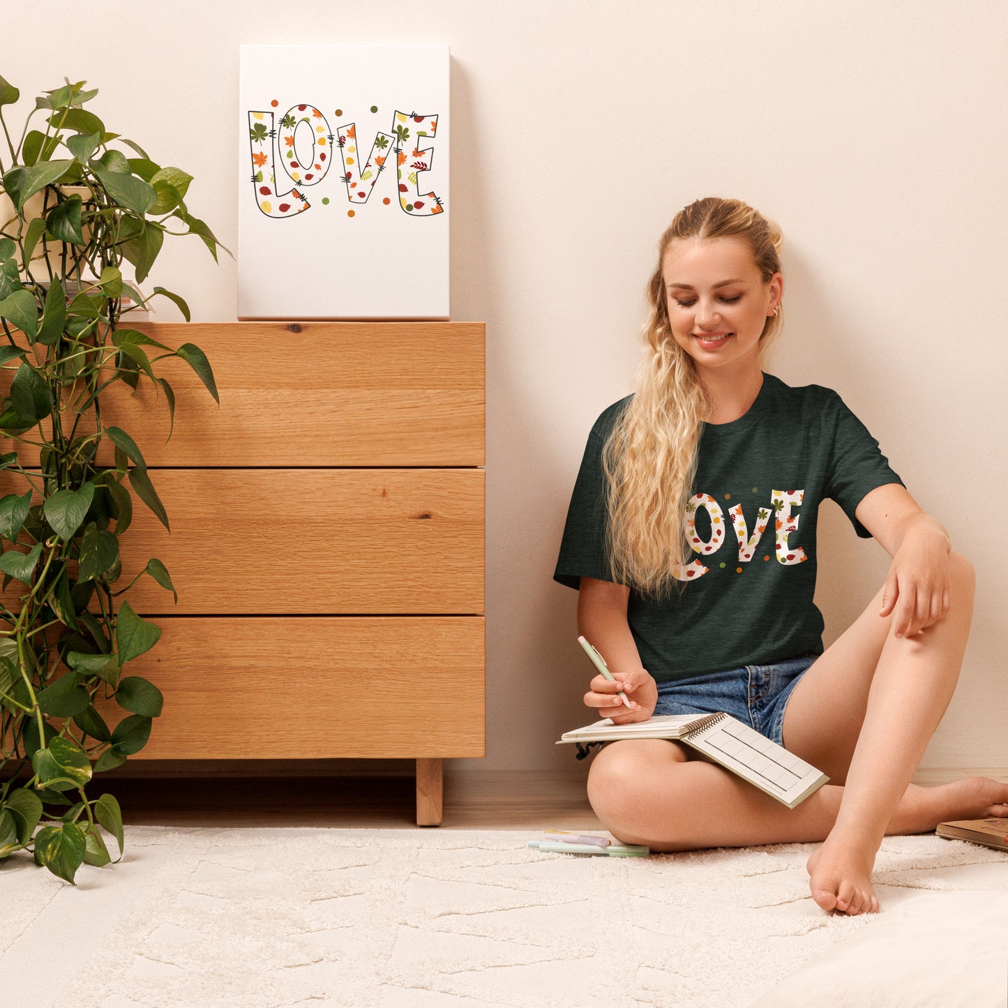 Fall Love Letters (Dark) - Lightweight T-Shirt