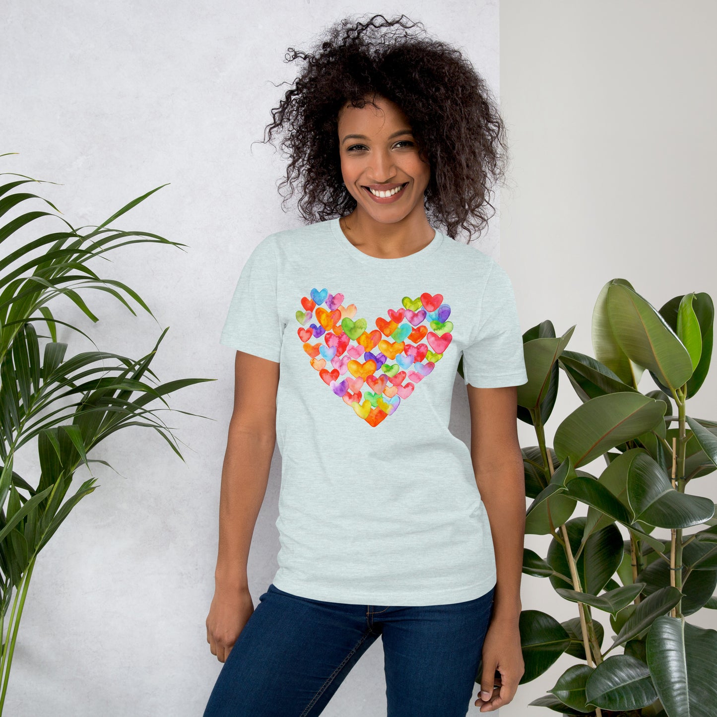 Rainbow Hearts  - Lightweight T-Shirt
