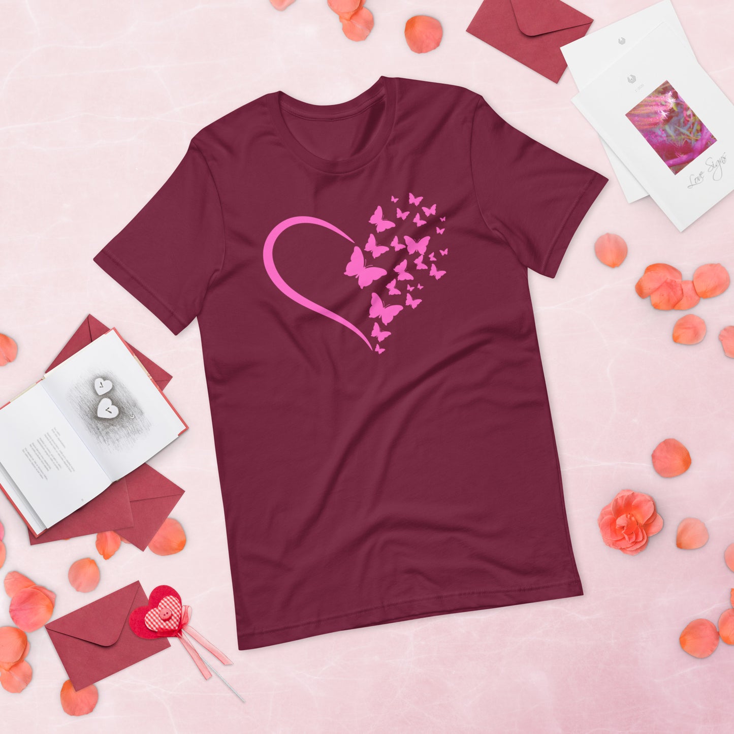 Pink Butterfly Heart - Lightweight T-Shirt