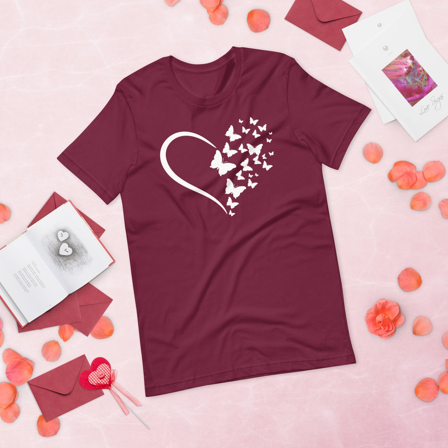 White Butterfly Heart - Lightweight T-Shirt