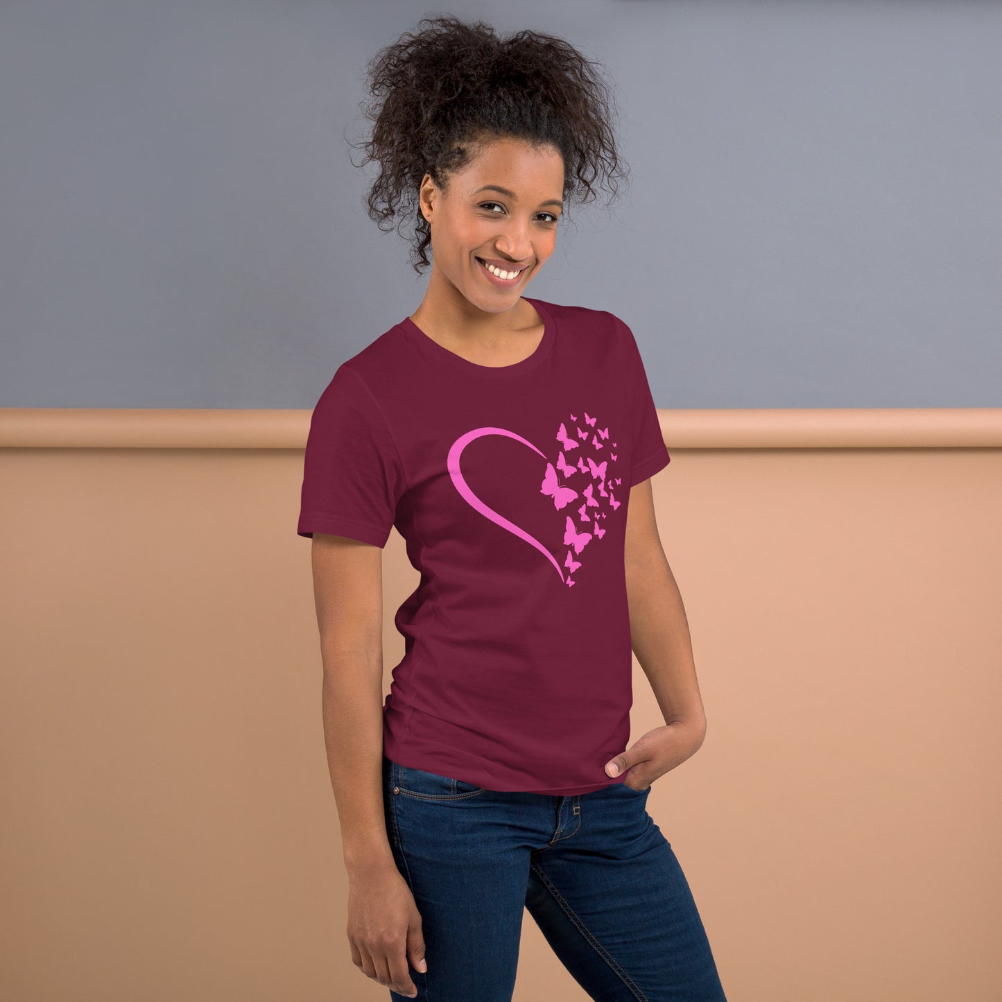 Pink Butterfly Heart - Lightweight T-Shirt