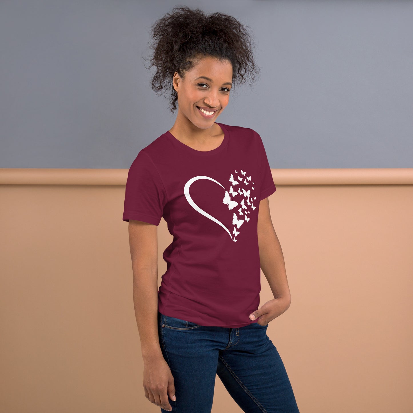White Butterfly Heart - Lightweight T-Shirt