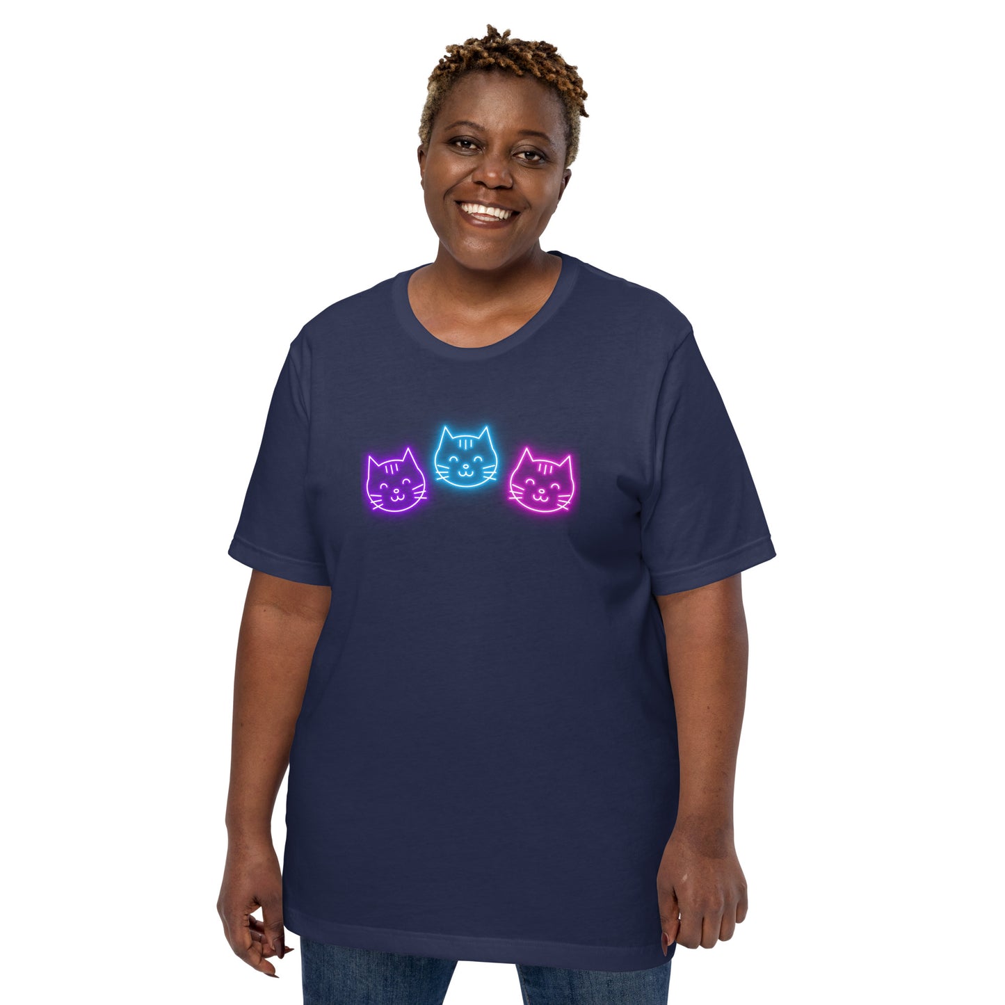 Neon Cat Smiles - Lightweight T-Shirt