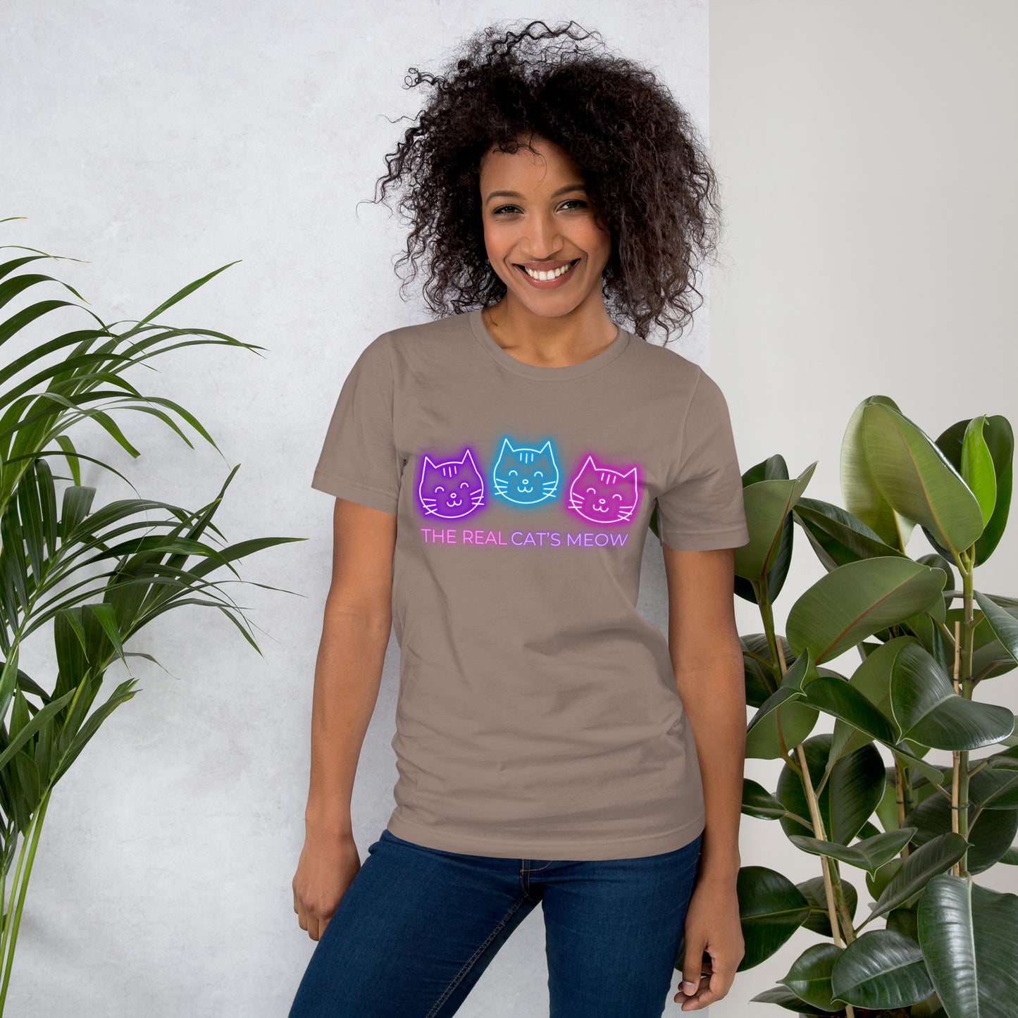 Neon Cat (Front & Back) - Lightweight T-Shirt