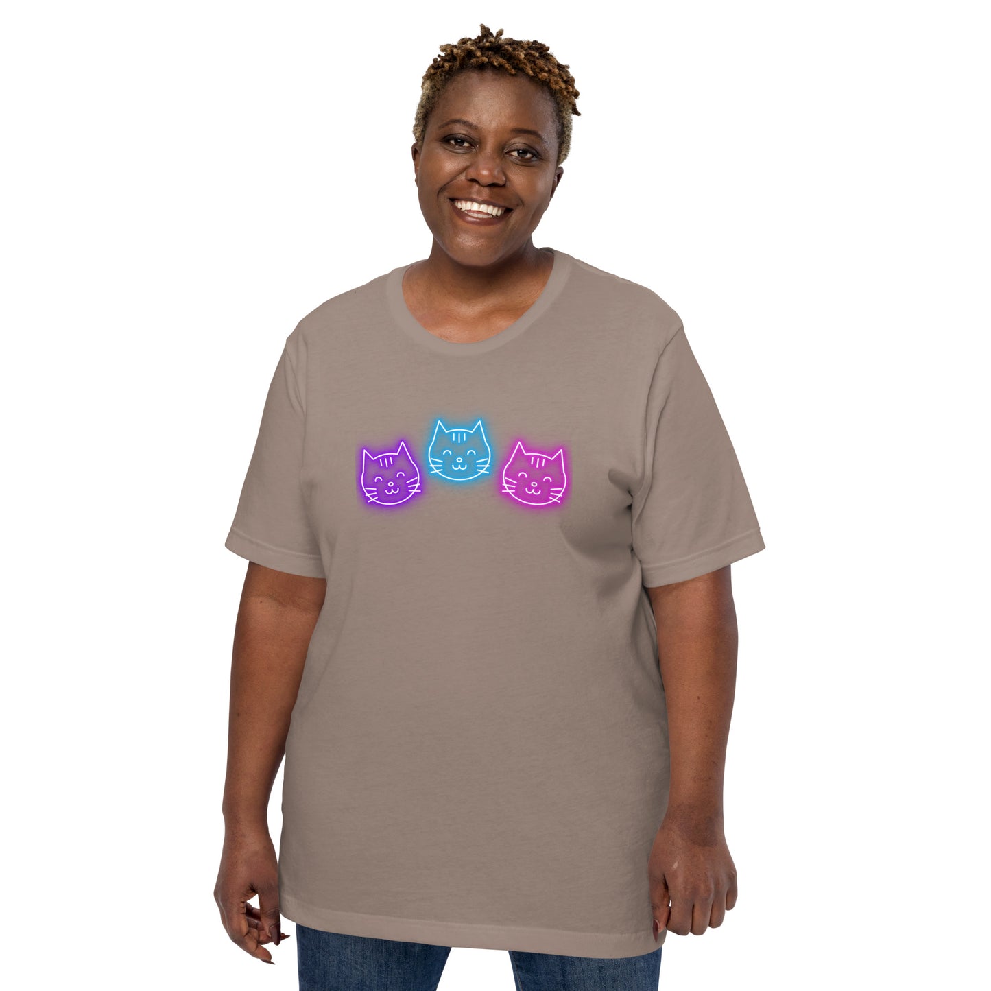 Neon Cat Smiles - Lightweight T-Shirt