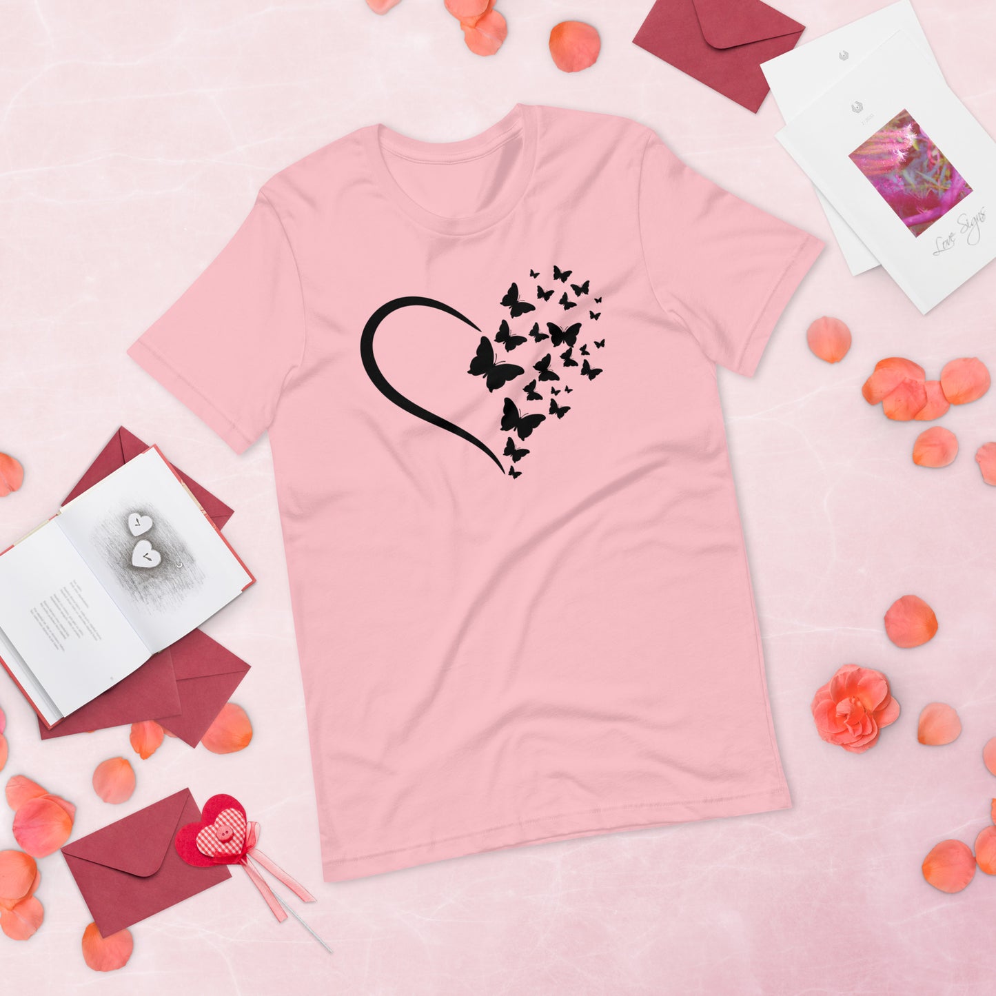 Black Butterfly Heart - Lightweight T-Shirt