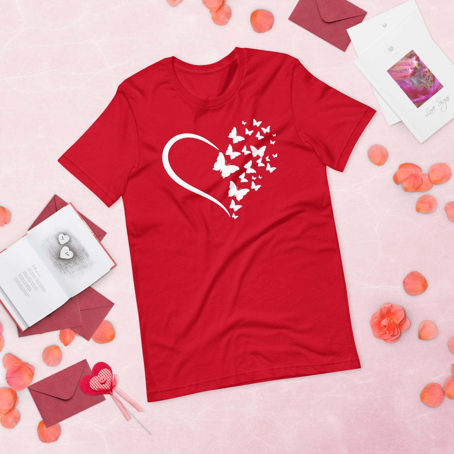 White Butterfly Heart - Lightweight T-Shirt