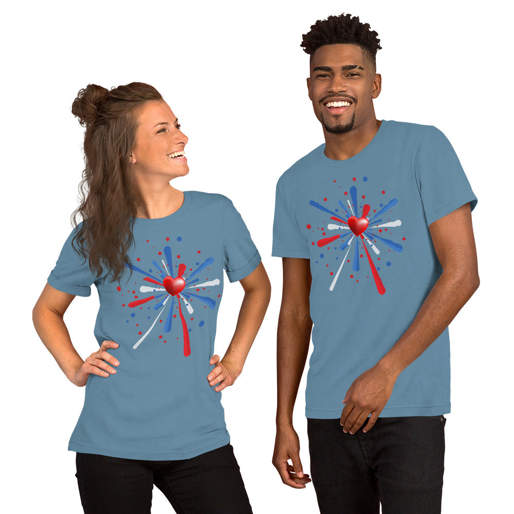 Red White & Blue Burst - Lightweight T-Shirt