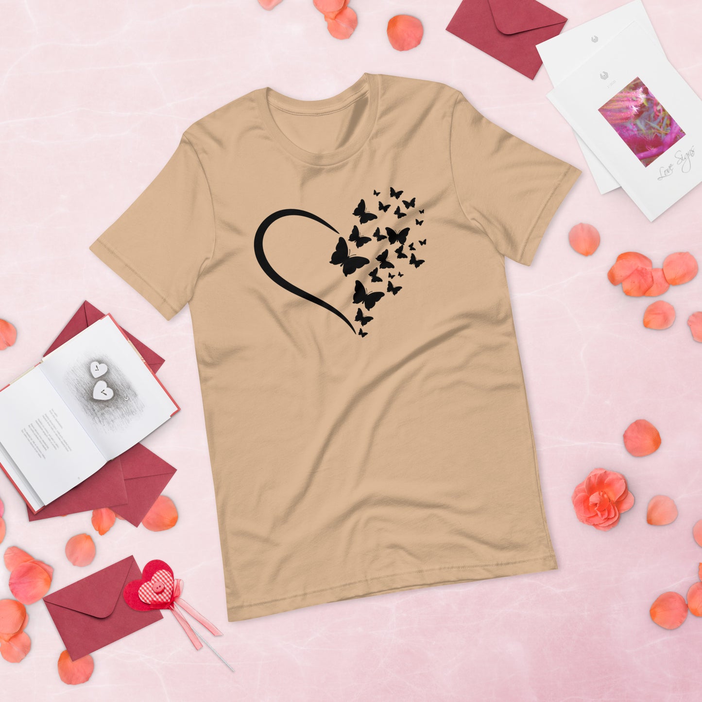Black Butterfly Heart - Lightweight T-Shirt
