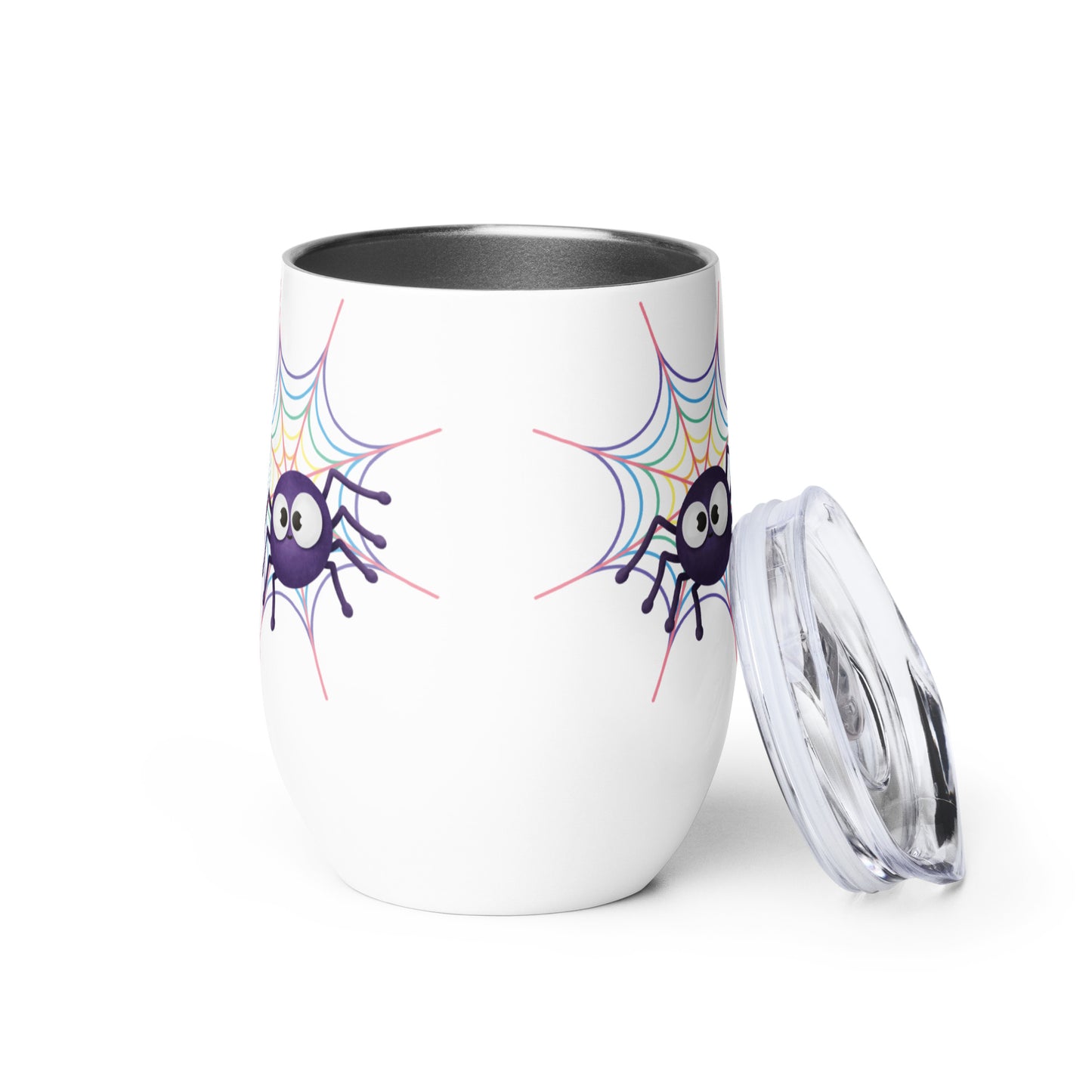 Pastel Rainbow Webs - Wine Tumbler