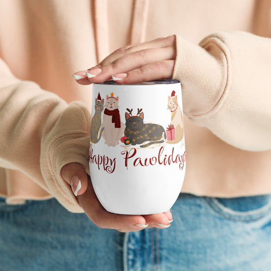 Cat Holiday - Wine tumbler