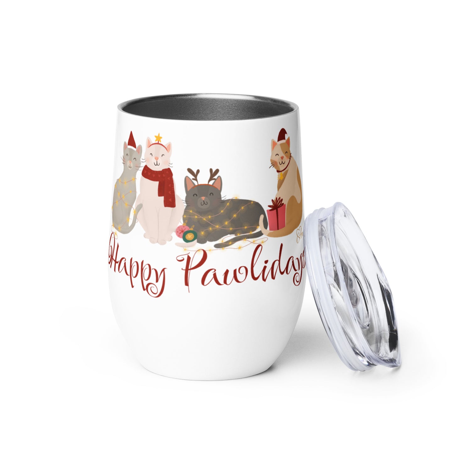 Cat Holiday - Wine tumbler