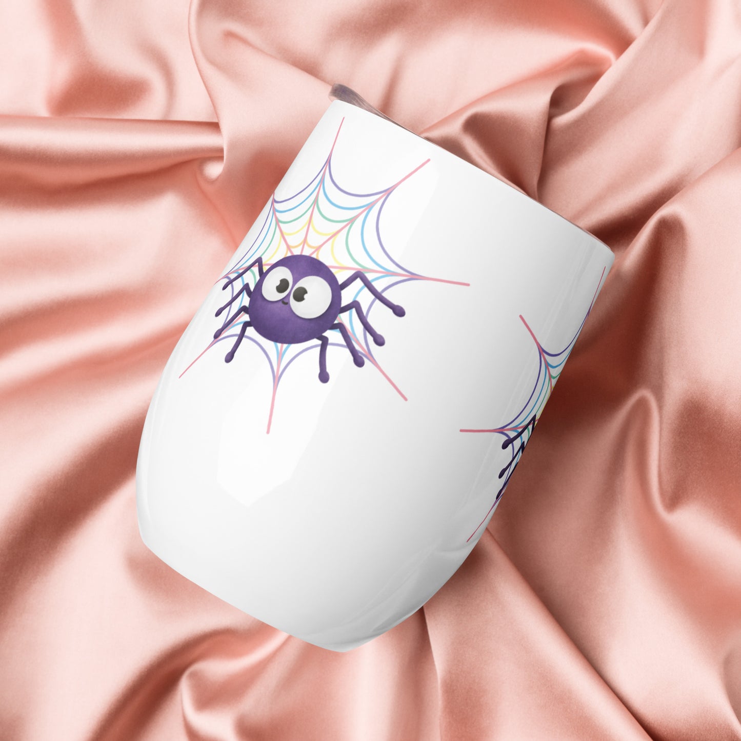 Pastel Rainbow Webs - Wine Tumbler